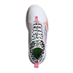 Adidas Women's Avacourt tennis sneaker White and Pink Sneakers with Animal Print